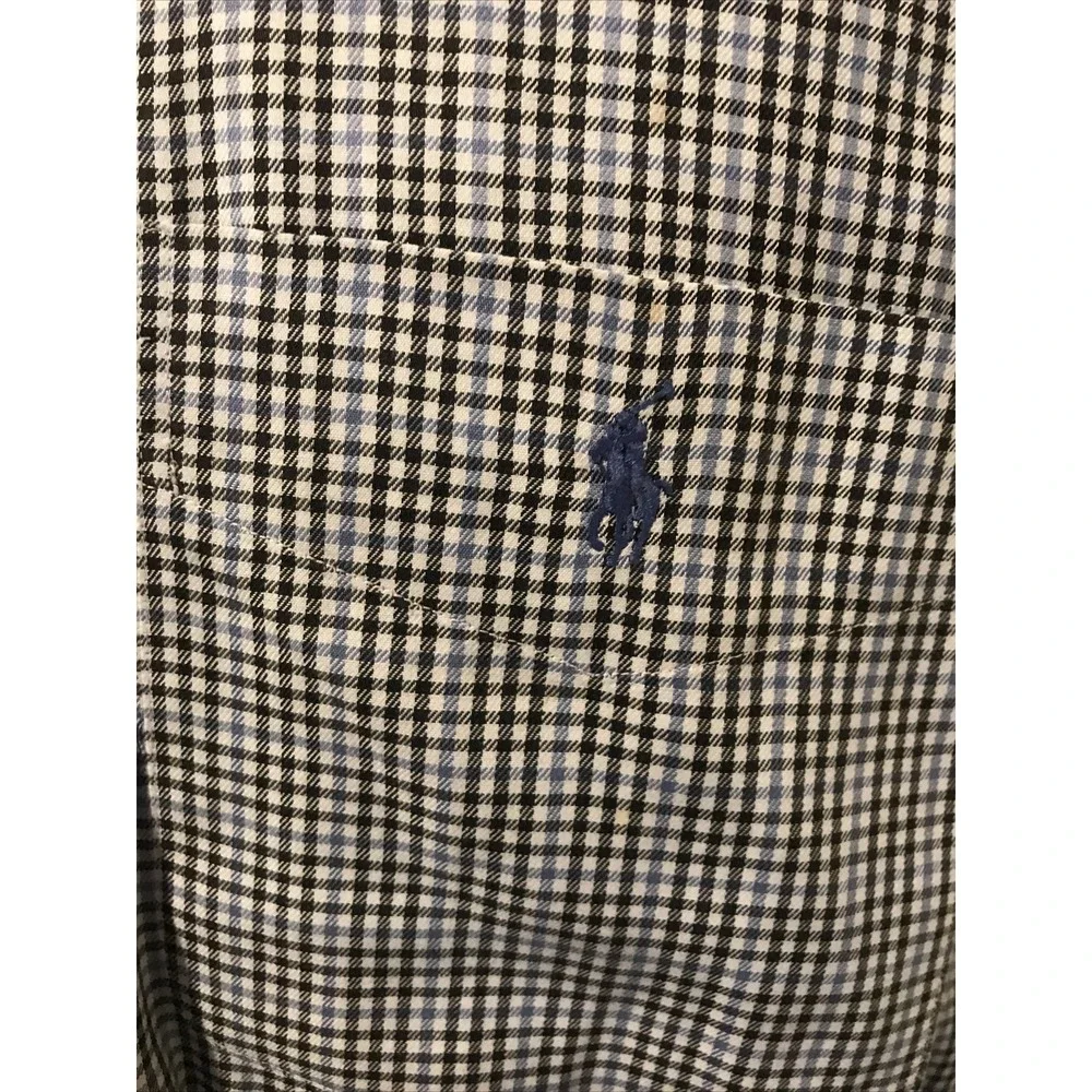 POLO Ralph Lauren Mens Shirt Button Up Lowell Sport Plaid Long Sleeve Navy Sz L